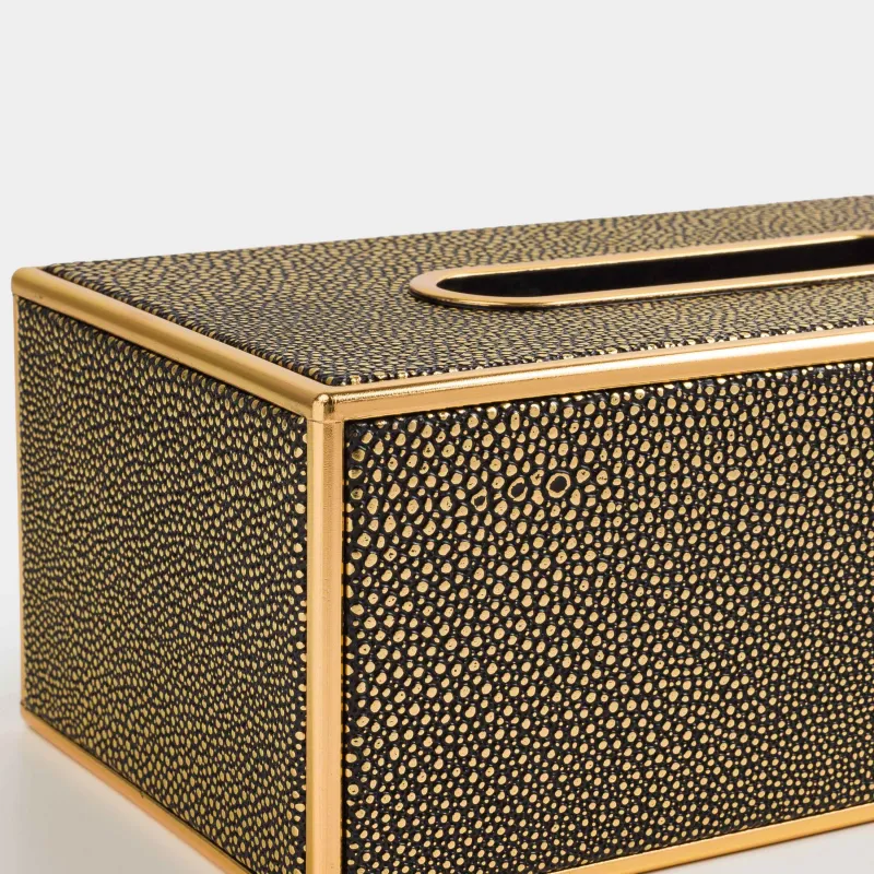 Бокс для бумажных салфеток, 25х14 см, пластик/искусственная кожа, черно-золотистый, Leather trend, image-7