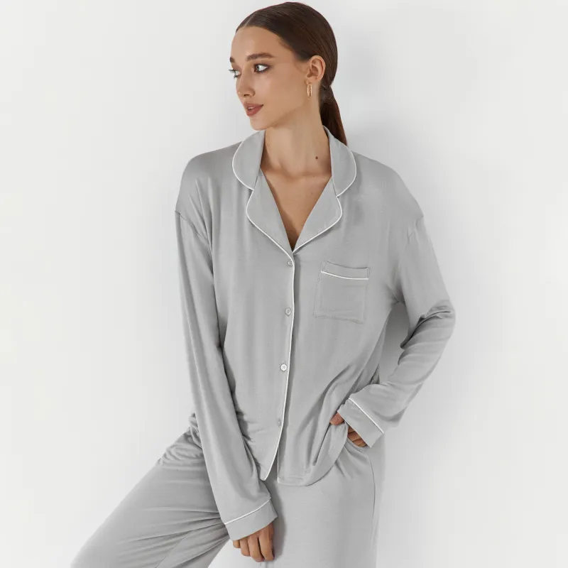 Рубашка с длинным рукавом, серая, Lucy