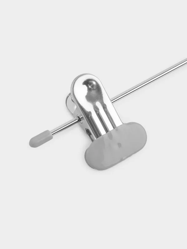 Вешалка для брюк/юбок, 33 см, 3 шт, с зажимами, металл с покрытием, серая, Colorful house, image-6