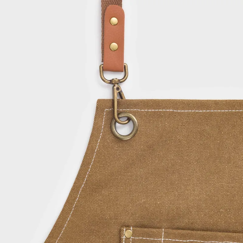 Фартук, 58х78 см, с карманами, с держателем, терилен/хлопок/искусственная кожа, коричневый, BBQ, image-2