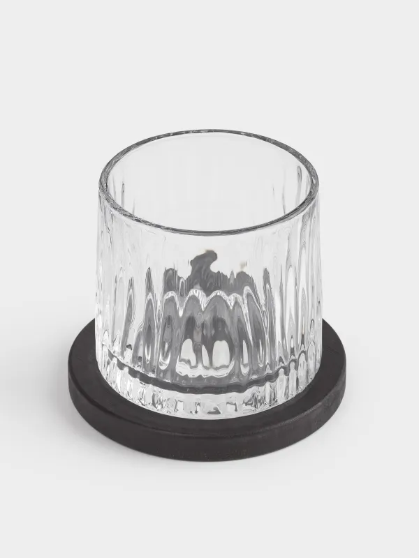 Стакан для виски, 10 см, 280 мл, на подставке, стекло Р/бамбук, Ribby, image-1