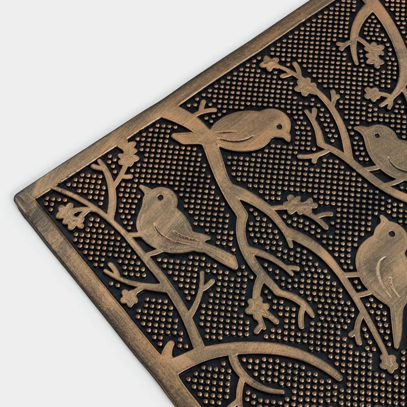 Коврик придверный, 45х75 см, резина, черно-бронзовый, Птицы, Home deco, image-1