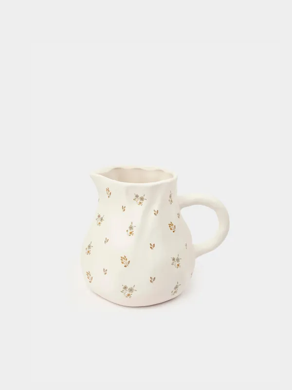 Кувшин, 1,6 л, керамика D, молочный, Винтажные цветы, La flore, image-0