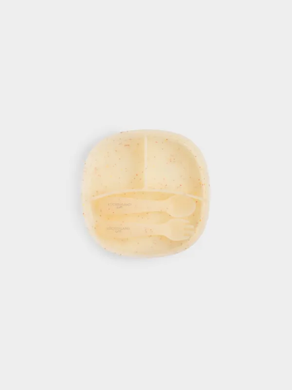 Набор посуды, детский, 1 перс, 3 пр, силикон, желтый, Kiddy sparkle, image-0