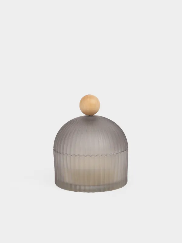 Свеча ароматическая, 11x13 см, в подсвечнике, с крышкой, стекло, серая, Leather Incense, Incense, image-3