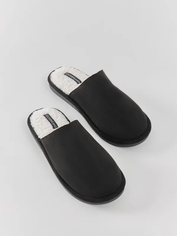 Тапочки мужские, домашние, вельвет/шерпа, черные, Statham, image-4
