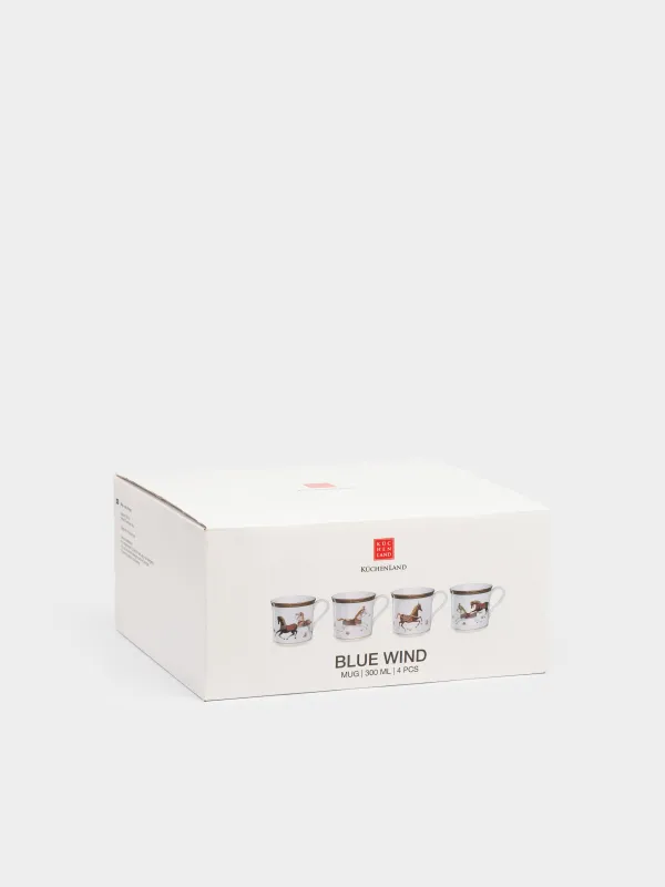 Кружка, 300 мл, 4 шт, фарфор F, белая, Лошади, Blue wind, image-11