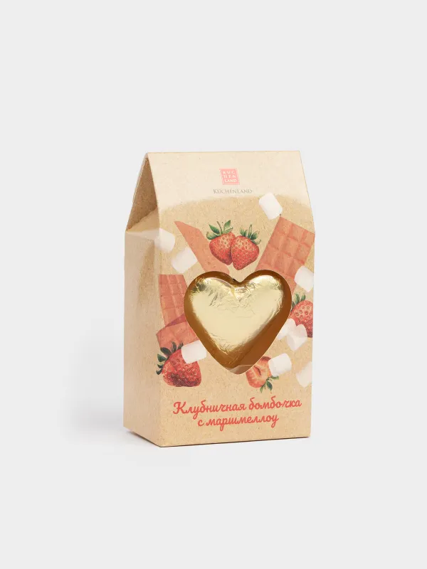 Шоколад, 40 гр, фигурный, с маршмеллоу, бомбочка, клубничный, Сердце, Sweet shape, image-0