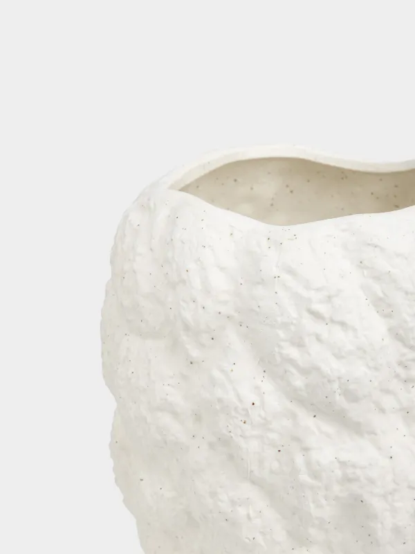 Ваза для цветов, 25 см, керамика, белая, в крапинку, Камень, Invictus, image-1
