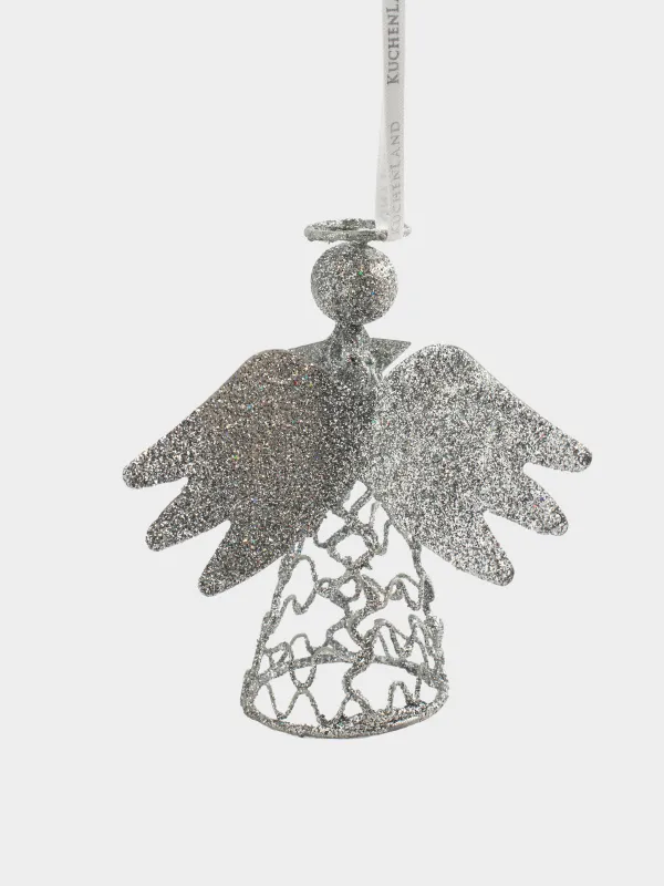 Игрушка елочная, 15 см, металл, серебристая, Ангел, Angel sparks, image-2