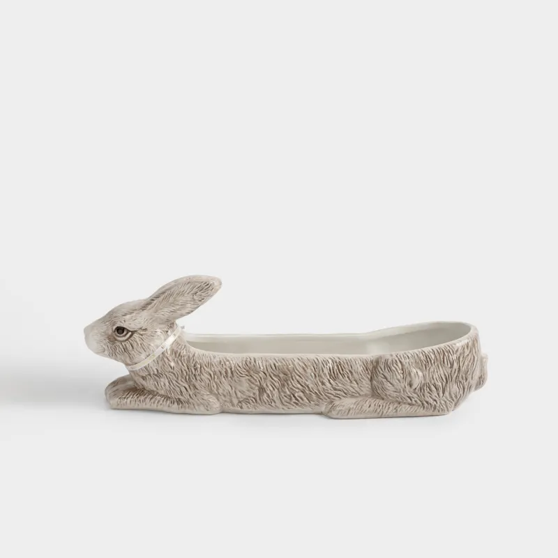 Конфетница, 34х11 см, керамика D, коричневая, Кролик, Easter lace