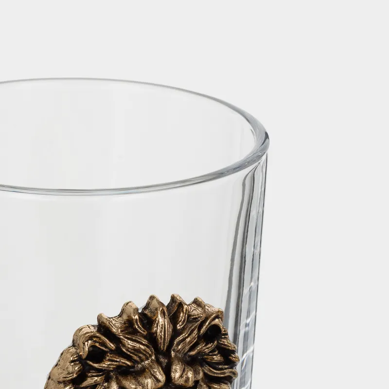 Стакан для виски, 10 см, 340 мл, стекло/металл, Золотистый лев, Lux elements, image-2