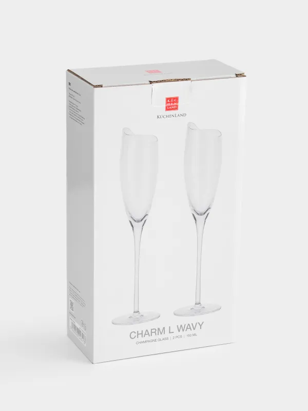 Бокал для шампанского, 150 мл, 2 шт, кристальное стекло, Charm L wavy, image-4