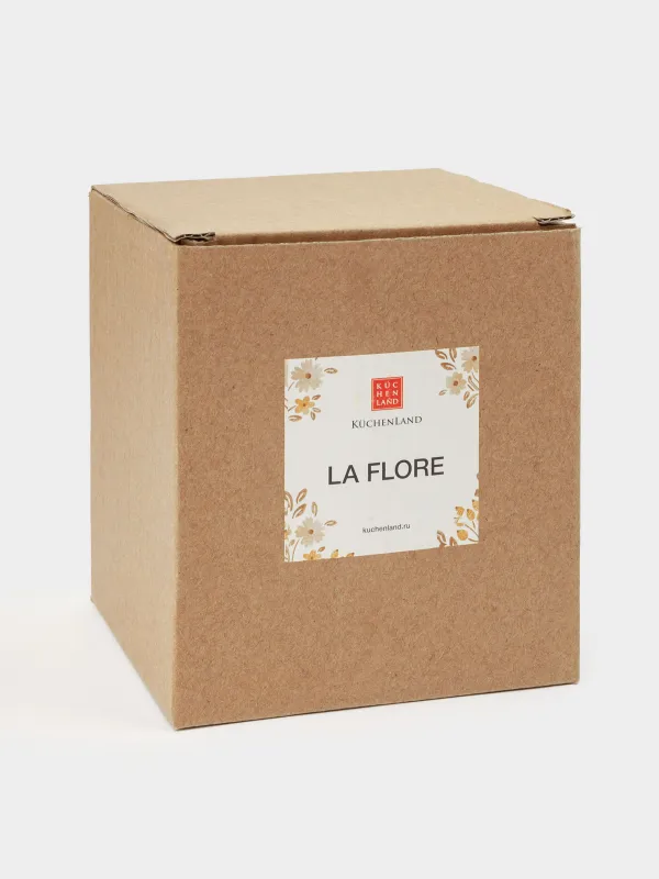 Сахарница, 12 см, 370 мл, с ложкой, керамика/дерево, молочная, Винтажные цветы, La flore, image-5