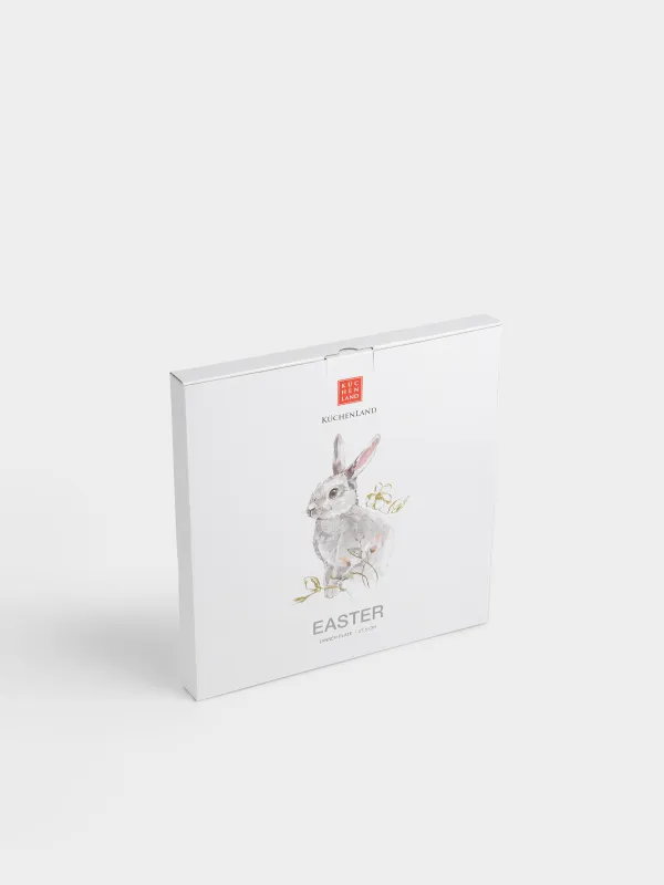 Тарелка обеденная, 28 см, с золотистым кантом, Кролик в цветах, Easter, image-5
