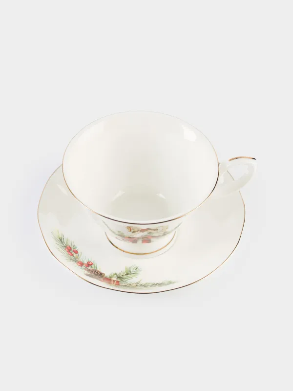 Пара чайная, 1 перс, 2 пр, 180 мл, фарфор F, белая, Лошадка с бантом, Christmas miracle classic, image-2