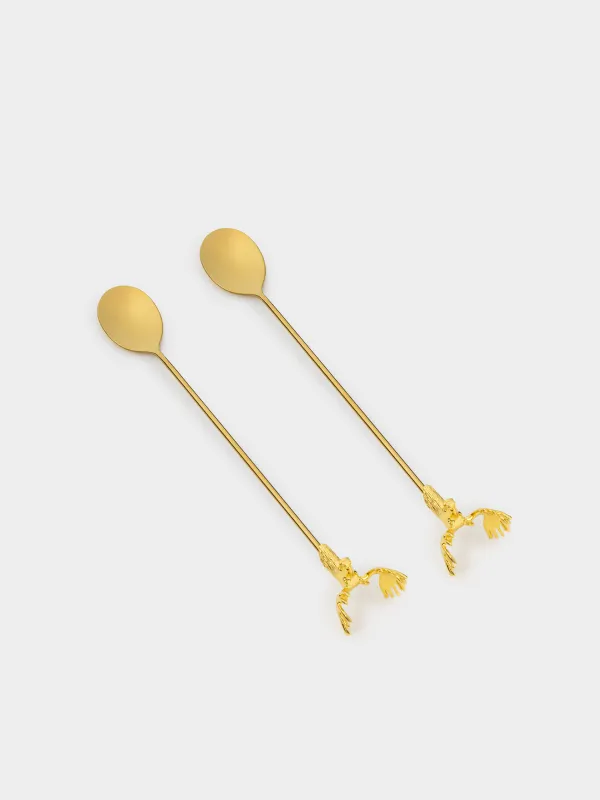 Ложка десертная, 20 см, 2 шт, сталь, золотистая, Лось, Moose story, image-1