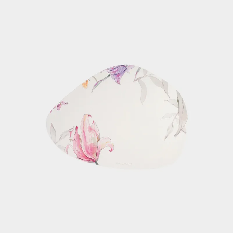 Салфетка под приборы, 33x45 см, ПВХ, фигурная, молочная, Цветы, Rock print