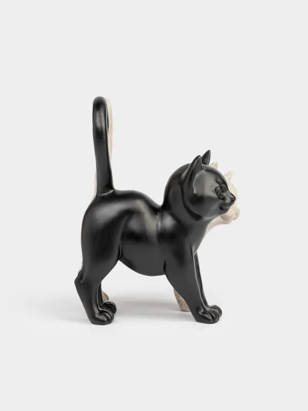Статуэтка, 10х13 см, полирезин, черно-бежевая, Кот и кошка, Cat, image-4