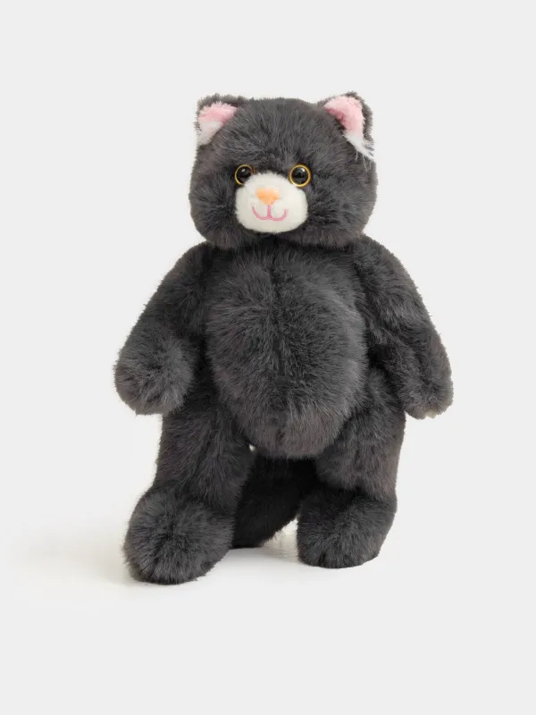 Игрушка, 30 см, мягкая, с подвижными лапами, полиэстер/пластик, графитовая, Кот, Cat, image-5