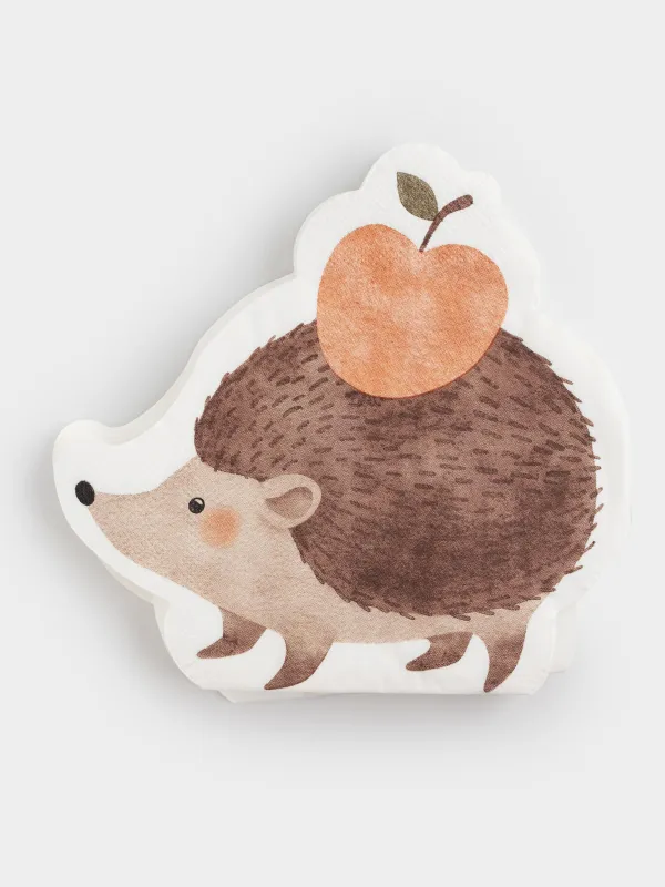 Салфетки бумажные, 30х32 см, 20 шт, фигурные, коричневые, Ежик, Forest animals, image-0