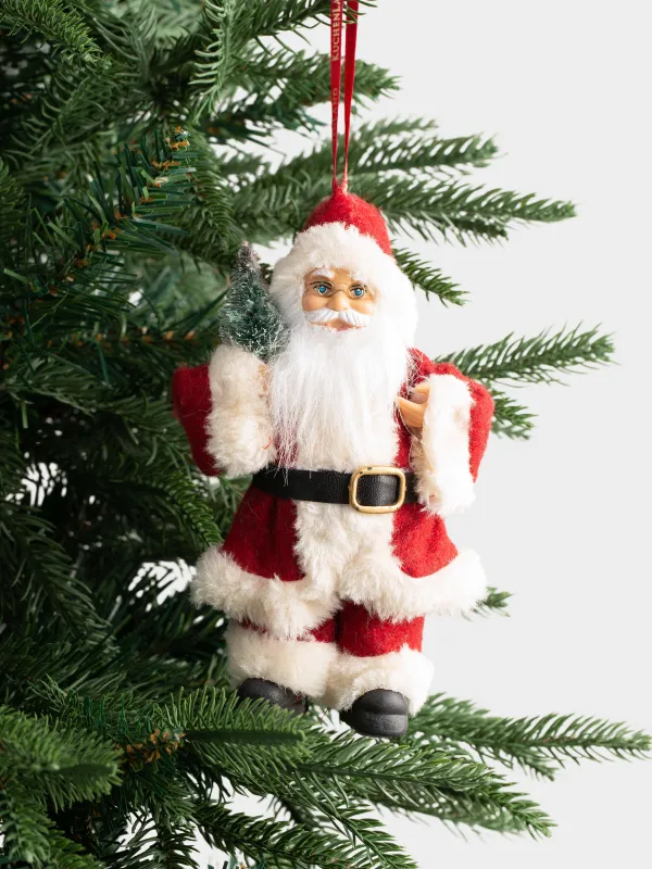 Игрушка елочная, 18 см, пластик/полиэстер, красная, Санта с елкой, Magic time, image-3