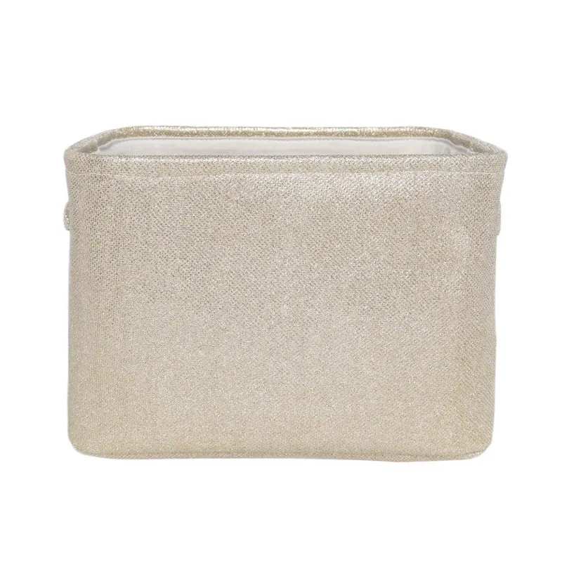 Корзина для хранения, 32x22x22 см, с ручками, полиэстер, прямоугольная, золотистая, Ideally, image-3