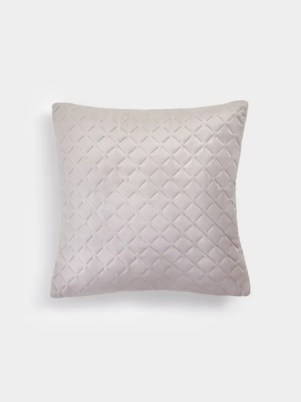 Подушка декоративная, 45х45 см, стеганая, вельвет, серая, Ромбы, Sewing, image-0