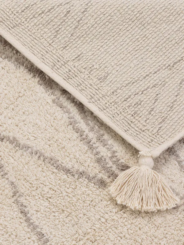 Коврик, 80x150 см, с кисточками, хлопок, песочный, Ромбы, Rhombic, image-2