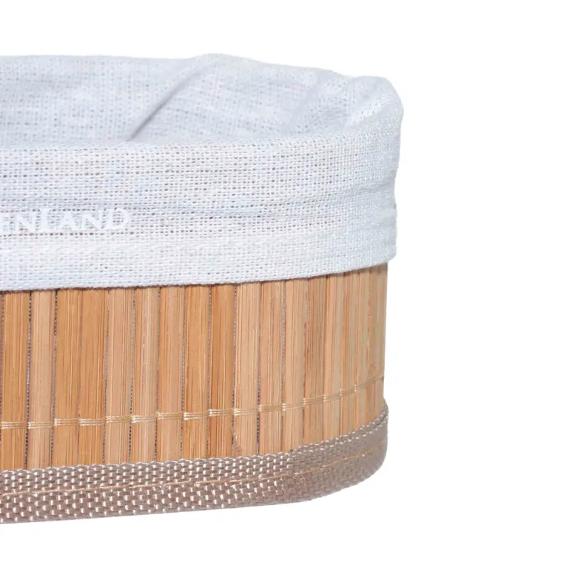 Корзина для столовых приборов, 19х10 см, бамбук/хлопок, овальная, бежевая, Stem, image-2