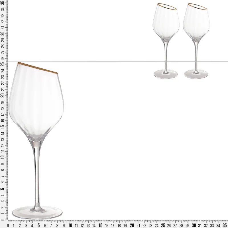 Бокал для белого вина, 460 мл, 2 шт, стекло, с золотистым кантом, Charm R gold, image-3