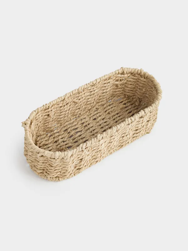 Корзина для столовых приборов, 25х10 см, плетеная, целлюлоза, овальная, Braided, image-1