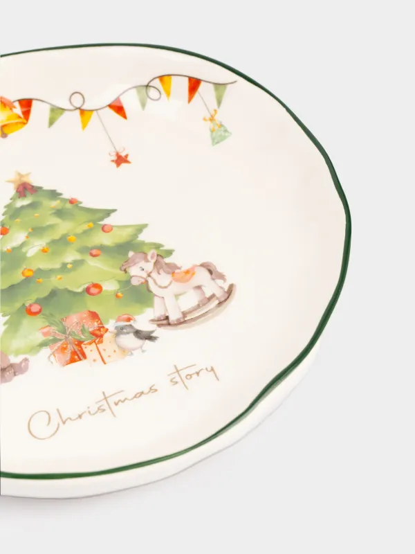 Набор посуды, детский, 1 перс, 3 пр, керамика D, красно-зеленый, Мишка у елки, Christmas friends, image-6