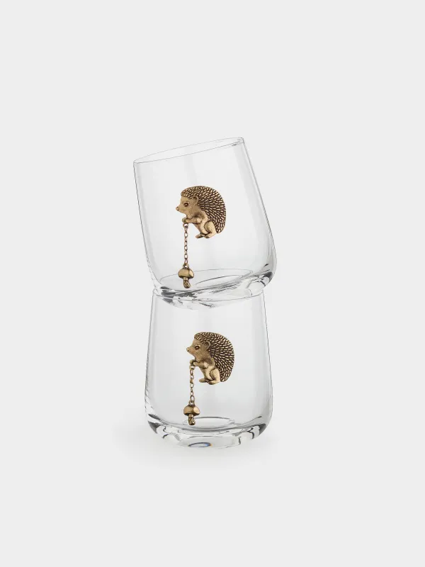 Стакан, 9 см, 430 мл, 2 шт, стекло/металл, Золотистый ежик, Lux elements, image-2