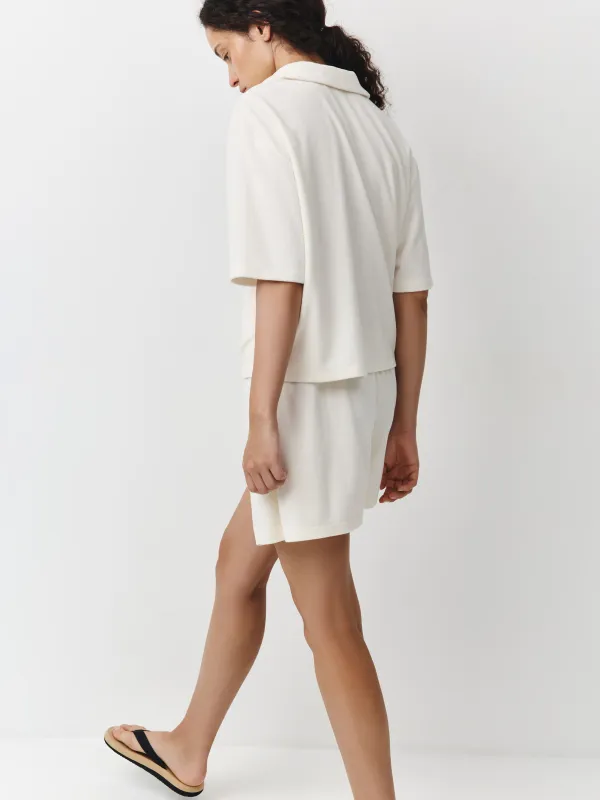 Рубашка женская, домашняя, р. S, с воротником-поло, хлопок/полиэстер К, молочная, Pegina, image-3