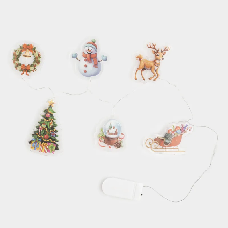 Набор наклеек, 14х30 см, 6 шт, с подсветкой, многоразовые, термопластик, Елка, Christmas decal