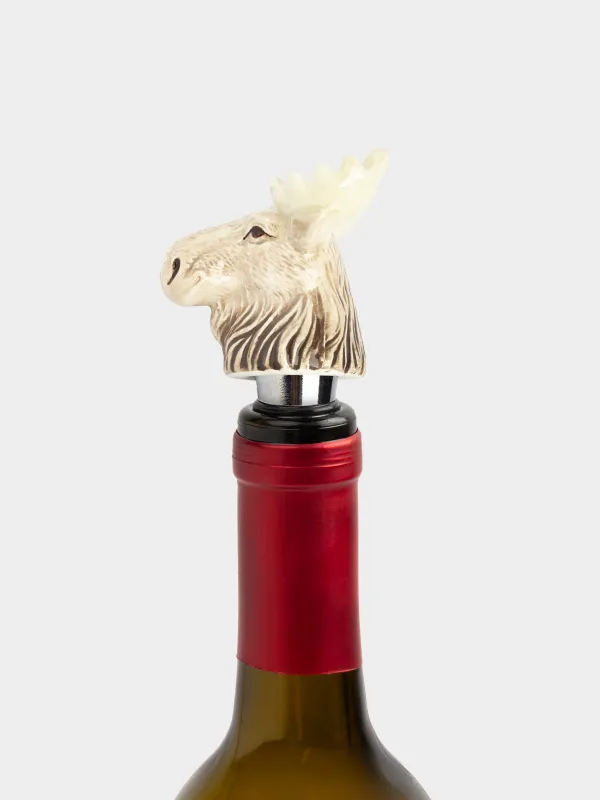 Пробка для винной бутылки, 12 см, сталь/керамика D, молочно-коричневая, Лось, Moose story, image-5