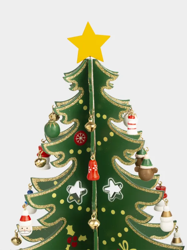 Статуэтка, 36 см, с подвесками, МДФ, зеленая, Ель с игрушками, Christmas style, image-2