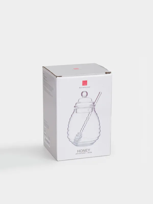 Банка для меда, 400 мл, с ложкой, стекло Б, Honey, image-3