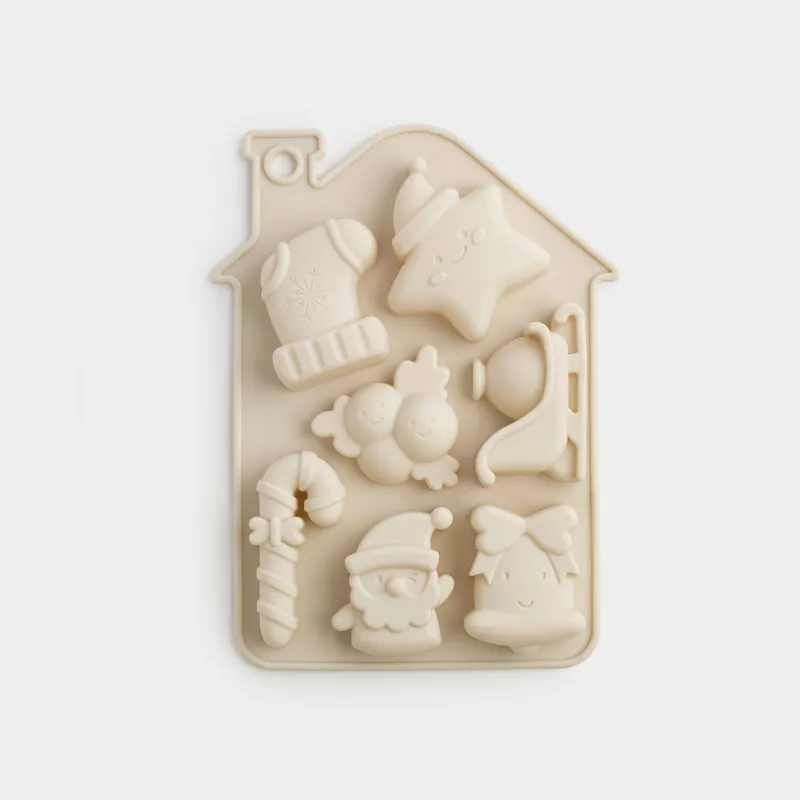 Форма для выпечки кексов, 21х16 см, 7 отд, силикон, молочная, Дом, Bakery