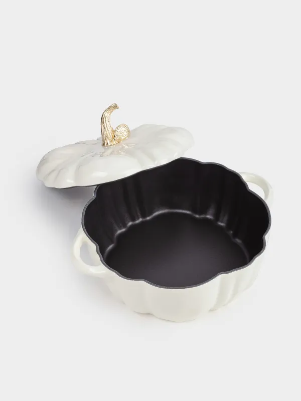 Казан, 25 см, 3,3 л, с крышкой, чугун, молочный, Тыква, Gourd, image-3