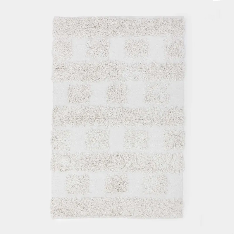 Ковер, 120х180 см, с ворсом, хлопок, экрю, Cage pattern