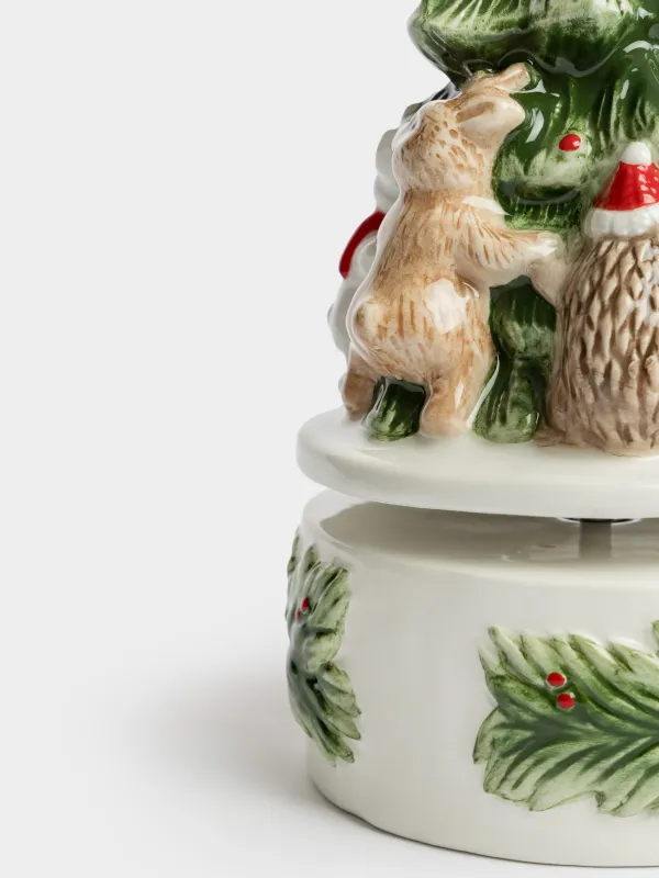 Статуэтка музыкальная, 18 см, заводная, Животные у елки, Christmas friends, image-2