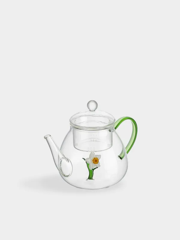 Чайник заварочный, 1 л, стекло Б, зеленая ручка, Нарцисс, Shape, image-1