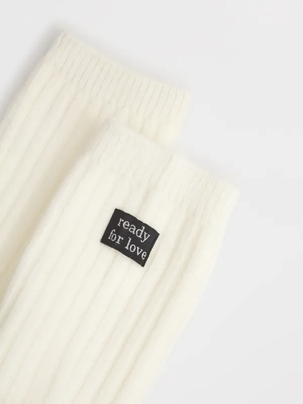 Носки женские, с нашивкой, молочные, Acrylic warm, image-5