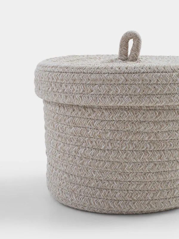 Корзина для хранения, с крышкой, молочная, Tote, image-4