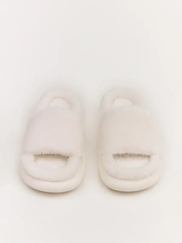 Тапочки женские, домашние, искусственный мех, молочные, Hotty, image-3