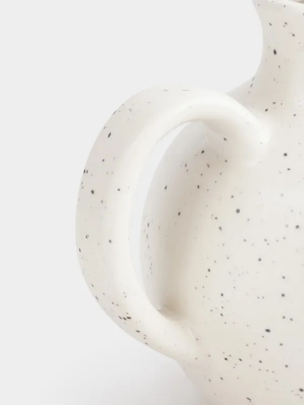 Емкость для масла или уксуса, 340 мл, с ручкой, керамика/пробка, молочная, в крапинку, Speckled black, image-2