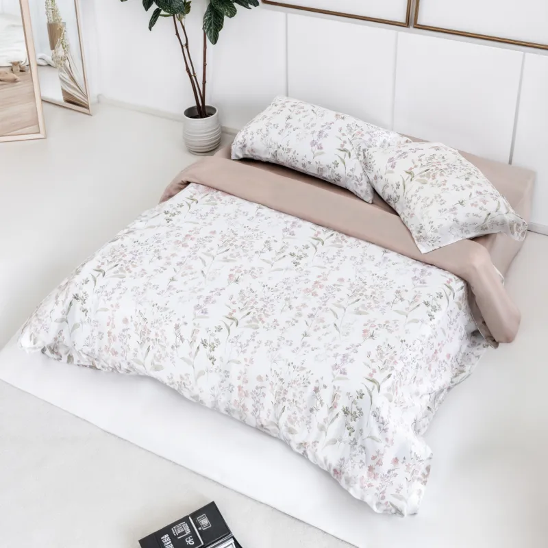 КПБ евро, тенсель 300 ТС, молочно-бежевый, Ветви, Tencel