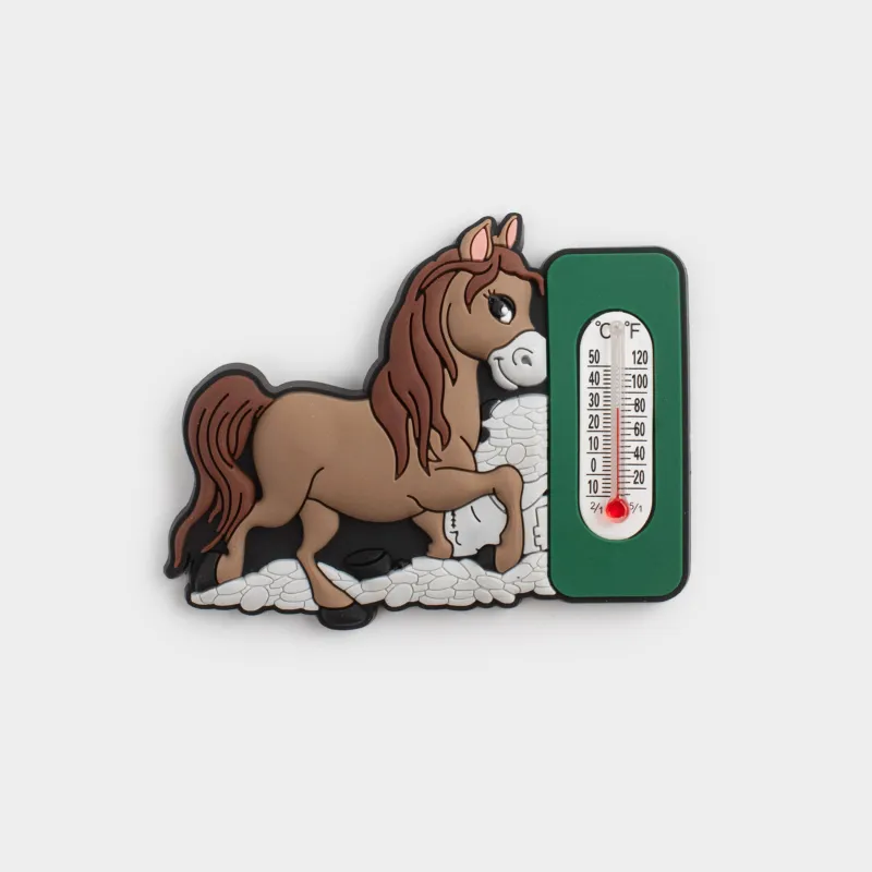 Магнит с градусником, 6 см, резина/стекло, Конь, Horse cute
